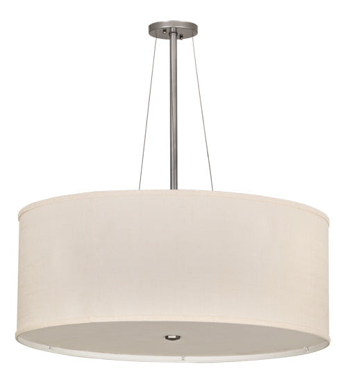 Meyda Lighting Cilindro 30" 3-Light Nickel Pendant Light With Eggshell Textrene & Angelwing Idalight Shade