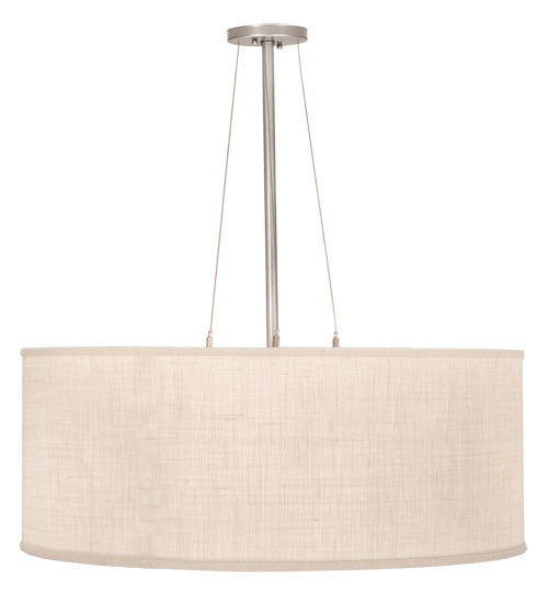 Meyda Lighting Cilindro 30" 3-Light Nickel Pendant Light With Eggshell Textrene & Angelwing Idalight Shade