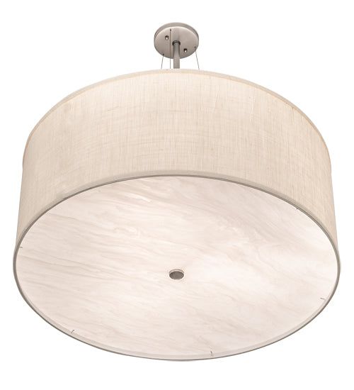 Meyda Lighting Cilindro 30" 3-Light Nickel Pendant Light With Eggshell Textrene & Angelwing Idalight Shade