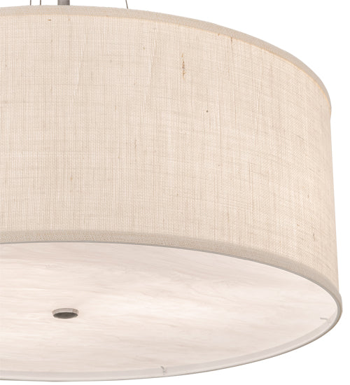 Meyda Lighting Cilindro 30" 3-Light Nickel Pendant Light With Eggshell Textrene & Angelwing Idalight Shade
