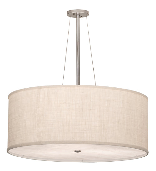Meyda Lighting Cilindro 30" 3-Light Nickel Pendant Light With Eggshell Textrene & Angelwing Idalight Shade