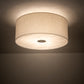 Meyda Lighting Cilindro 30" 3-Light Nickel Powder Coat Flush Mount Light With Eggshell Textrene & Angelwing Idalight Shade