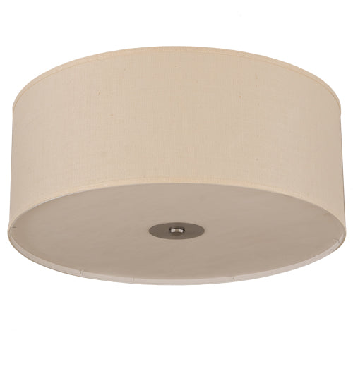 Meyda Lighting Cilindro 30" 3-Light Nickel Powder Coat Flush Mount Light With Eggshell Textrene & Angelwing Idalight Shade