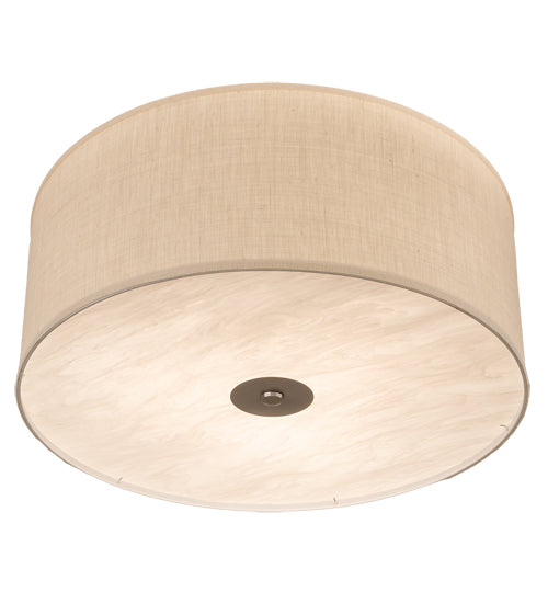 Meyda Lighting Cilindro 30" 3-Light Nickel Powder Coat Flush Mount Light With Eggshell Textrene & Angelwing Idalight Shade