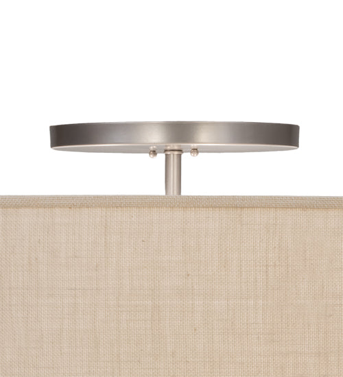 Meyda Lighting Cilindro 30" 3-Light Nickel Powder Coat Flush Mount Light With Eggshell Textrene & Angelwing Idalight Shade