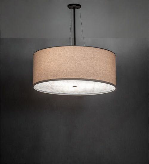 Meyda Lighting Cilindro 30" 3-Light Oil Rubbed Bronze Pendant Light With Angelwing Idalight & Natural Textrene Shade