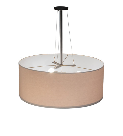 Meyda Lighting Cilindro 30" 3-Light Oil Rubbed Bronze Pendant Light With Angelwing Idalight & Natural Textrene Shade