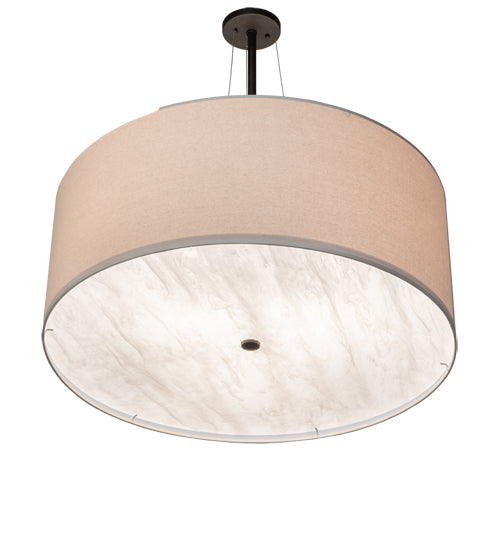 Meyda Lighting Cilindro 30" 3-Light Oil Rubbed Bronze Pendant Light With Angelwing Idalight & Natural Textrene Shade