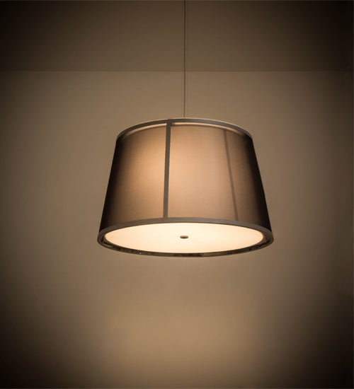 Meyda Lighting Cilindro 30" 3-Light Weatherable Silver Tapered Pendant Light With Black Textralite Shade
