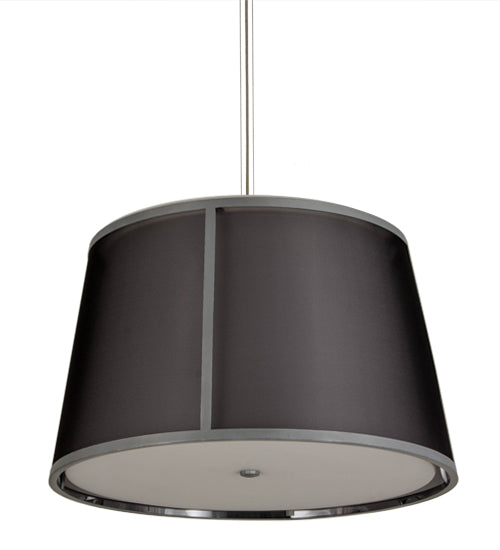 Meyda Lighting Cilindro 30" 3-Light Weatherable Silver Tapered Pendant Light With Black Textralite Shade