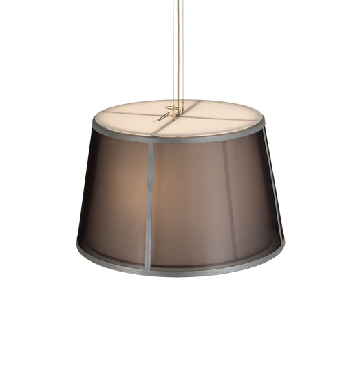 Meyda Lighting Cilindro 30" 3-Light Weatherable Silver Tapered Pendant Light With Black Textralite Shade