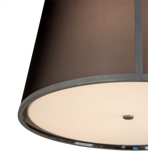 Meyda Lighting Cilindro 30" 3-Light Weatherable Silver Tapered Pendant Light With Black Textralite Shade