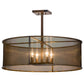 Meyda Lighting Cilindro 30" 4-Light Antique Brass Pendant Light With Solid Brass Mesh Shade
