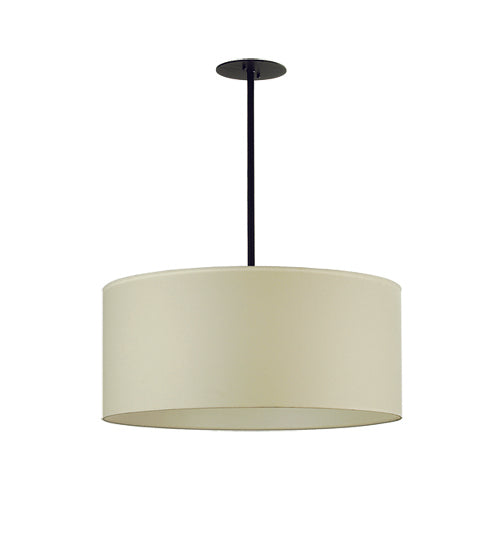 Meyda Lighting Cilindro 30" 4-Light Black Pendant Light With Ivory Linen Shade