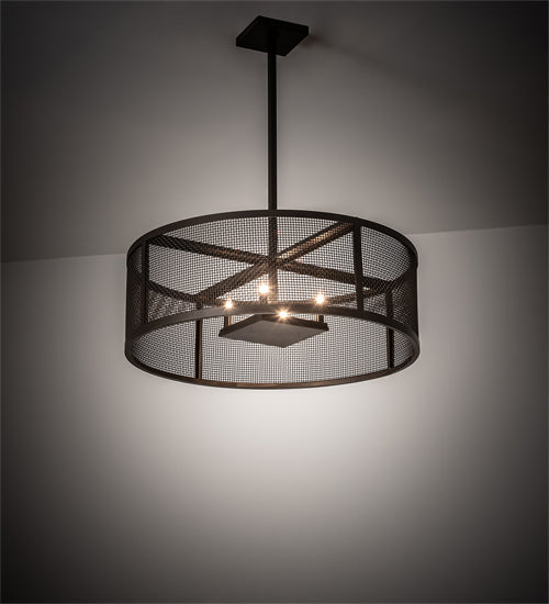 Meyda Lighting Cilindro 30" 4-Light Bronze Rame Pendant Light