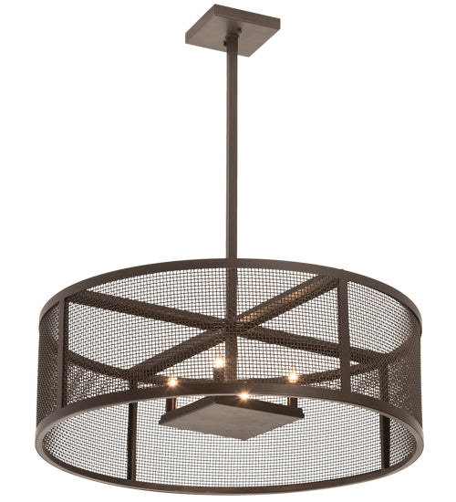 Meyda Lighting Cilindro 30" 4-Light Bronze Rame Pendant Light