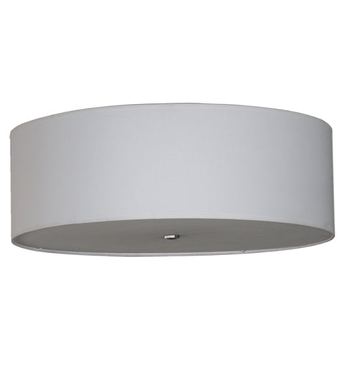 Meyda Lighting Cilindro 30" 4-Light Brushed Nickel Flush Mount Light With White Textrene Shade Glass