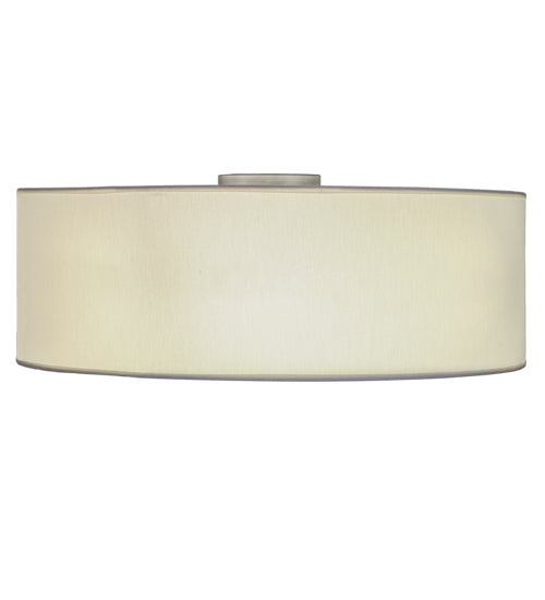 Meyda Lighting Cilindro 30" 4-Light Brushed Nickel Flush Mount Light With White Textrene Shade Glass