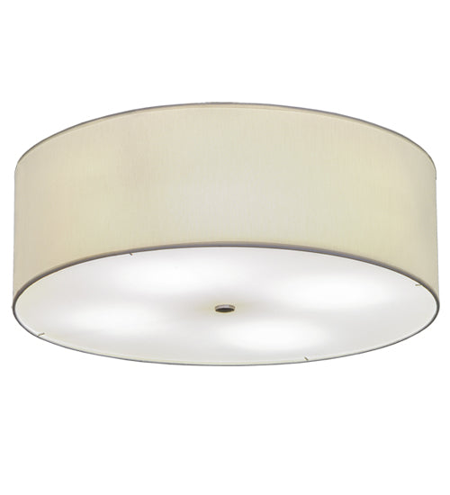 Meyda Lighting Cilindro 30" 4-Light Brushed Nickel Flush Mount Light With White Textrene Shade Glass
