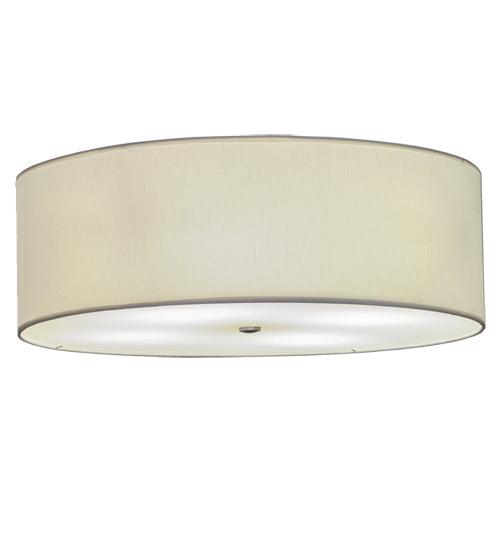 Meyda Lighting Cilindro 30" 4-Light Brushed Nickel Flush Mount Light With White Textrene Shade Glass