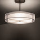 Meyda Lighting Cilindro 30" 4-Light Gilded Tobacco Pendant Light With White Statuario Idalight & Silver Organza Textrene Shade