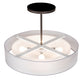 Meyda Lighting Cilindro 30" 4-Light Gilded Tobacco Pendant Light With White Statuario Idalight & Silver Organza Textrene Shade