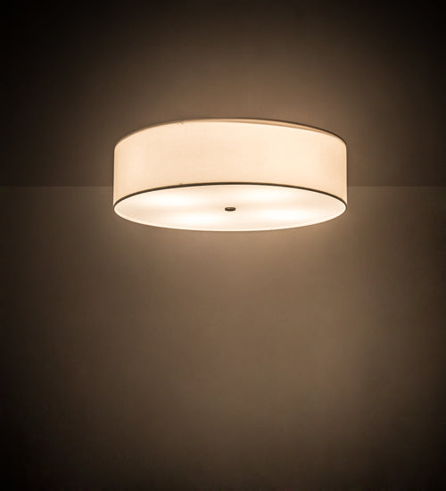 Meyda Lighting Cilindro 30" 4-Light Nickel Flush Mount Light With Cream Textrene & White Statuario Idalight Shade