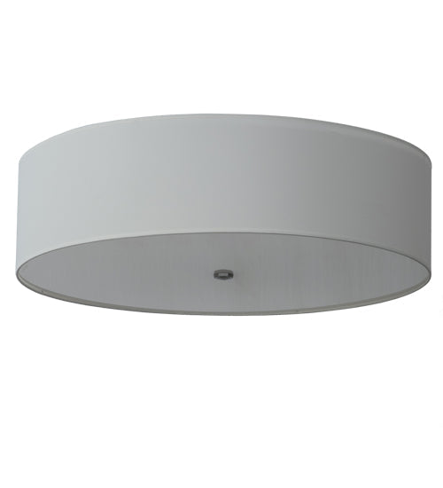 Meyda Lighting Cilindro 30" 4-Light Nickel Flush Mount Light With Cream Textrene & White Statuario Idalight Shade