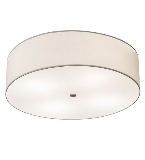 Meyda Lighting Cilindro 30" 4-Light Nickel Flush Mount Light With Cream Textrene & White Statuario Idalight Shade
