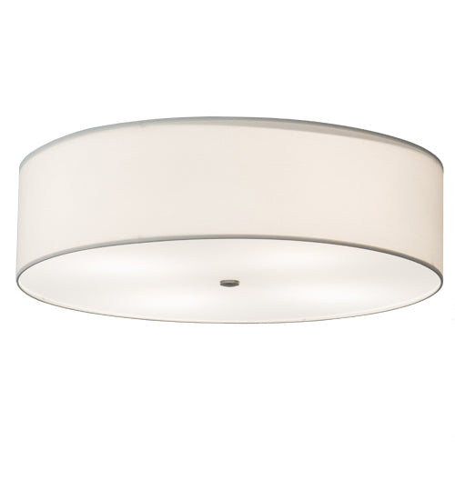 Meyda Lighting Cilindro 30" 4-Light Nickel Flush Mount Light With Cream Textrene & White Statuario Idalight Shade