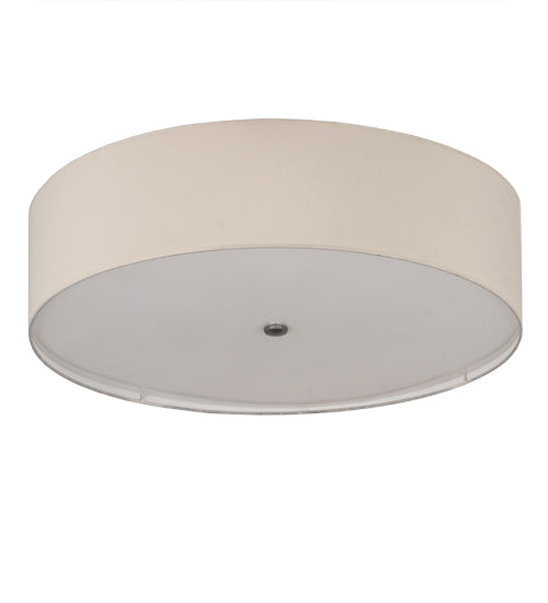 Meyda Lighting Cilindro 30" 4-Light Nickel Flush Mount Light With White Textrene Shade