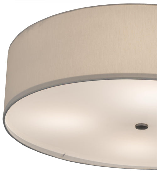 Meyda Lighting Cilindro 30" 4-Light Nickel Flush Mount Light With White Textrene Shade