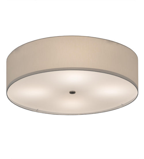 Meyda Lighting Cilindro 30" 4-Light Nickel Flush Mount Light With White Textrene Shade