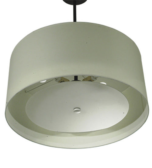 Meyda Lighting Cilindro 30" 4-Light Nickel Pendant Light With White Textrene Shade