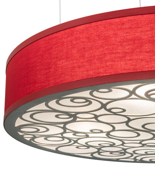 Meyda Lighting Cilindro 30" 4-Light Nickel Powder Coat Spiral Pendant Light With Red Textrene And Contrail Mist Idalight Shade