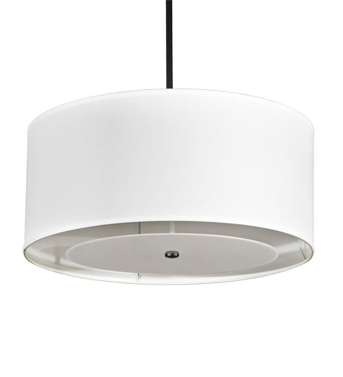 Meyda Lighting Cilindro 30" 4-Light Textured Black Pendant Light With Ivory Textrene & Statuario Idalight Shade