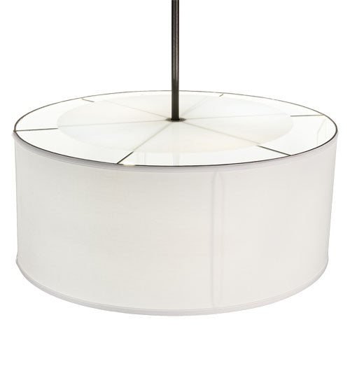 Meyda Lighting Cilindro 30" 4-Light Textured Black Pendant Light With Ivory Textrene & Statuario Idalight Shade