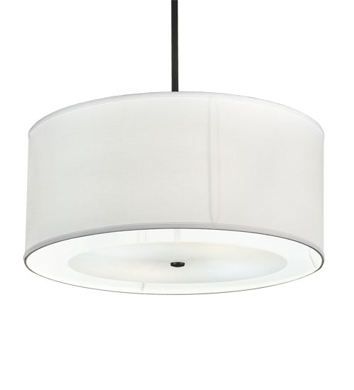 Meyda Lighting Cilindro 30" 4-Light Textured Black Pendant Light With Ivory Textrene & Statuario Idalight Shade