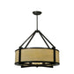 Meyda Lighting Cilindro 30" 4-Light Timeless Bronze Cross Hatch Pendant Light With Creme Carrare Idalight Shade