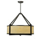 Meyda Lighting Cilindro 30" 4-Light Timeless Bronze Cross Hatch Pendant Light With Creme Carrare Idalight Shade