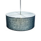 Meyda Lighting Cilindro 30" 6-Light Nickel Pendant Light With Blue Textrene & White Statuario Idalight Shade