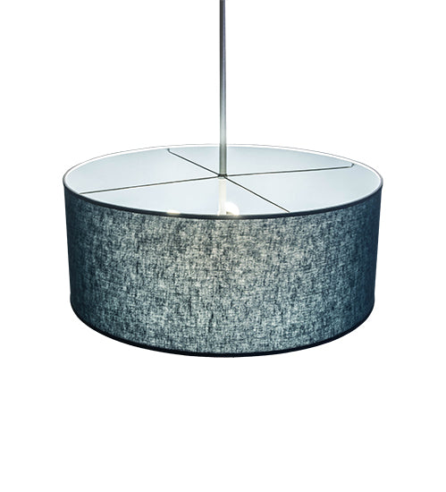 Meyda Lighting Cilindro 30" 6-Light Nickel Pendant Light With Blue Textrene & White Statuario Idalight Shade