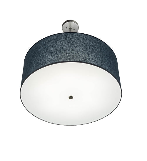 Meyda Lighting Cilindro 30" 6-Light Nickel Pendant Light With Blue Textrene & White Statuario Idalight Shade
