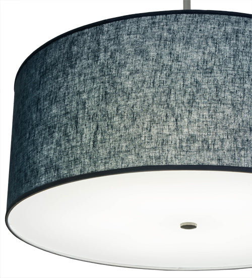 Meyda Lighting Cilindro 30" 6-Light Nickel Pendant Light With Blue Textrene & White Statuario Idalight Shade
