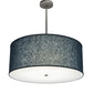 Meyda Lighting Cilindro 30" 6-Light Nickel Pendant Light With Blue Textrene & White Statuario Idalight Shade