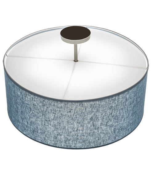 Meyda Lighting Cilindro 30" 6-Light Nickel Semi-flush Mount Light With Blue Textrene & Statuario Idalight Shade