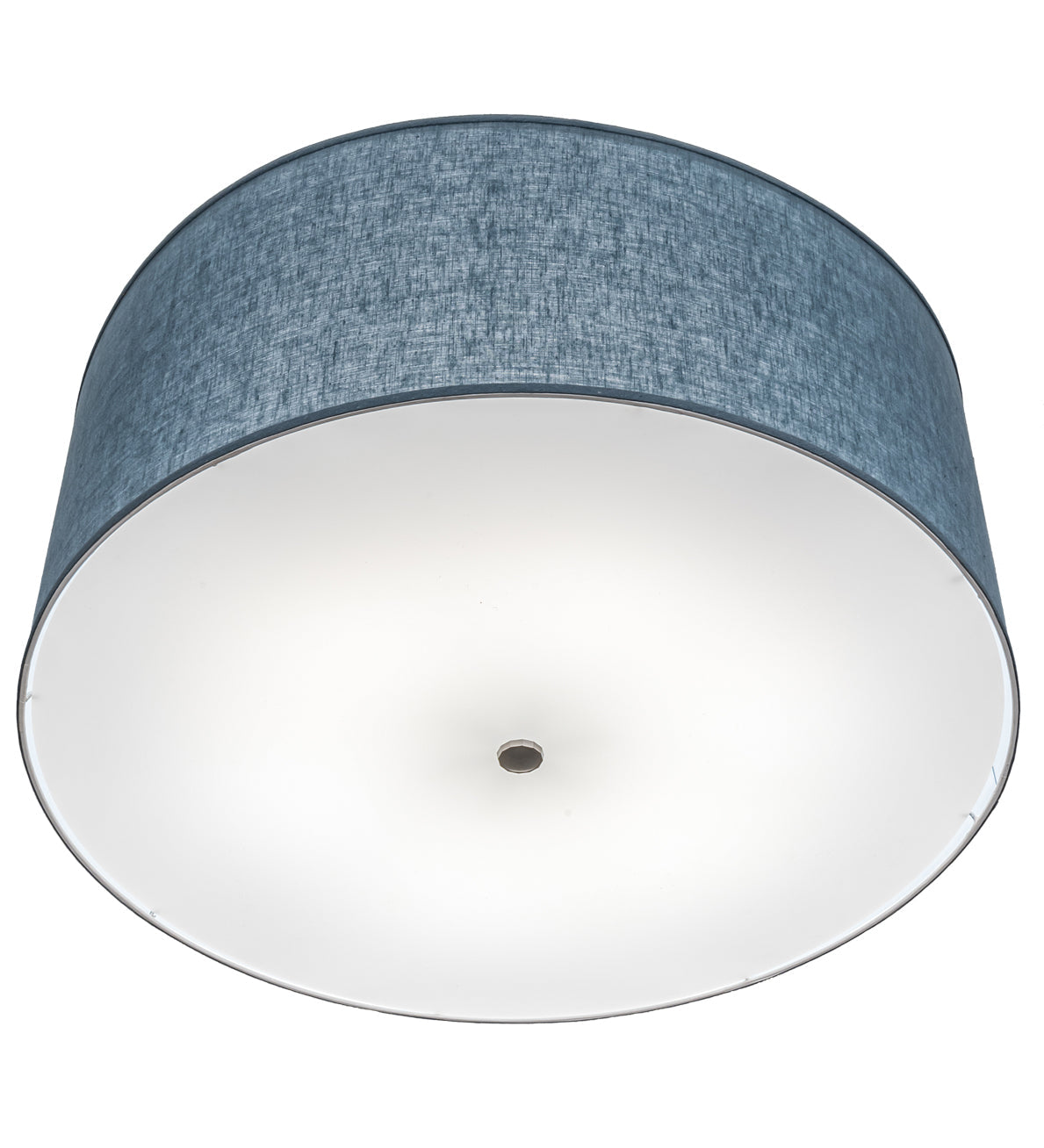 Meyda Lighting Cilindro 30" 6-Light Nickel Semi-flush Mount Light With Blue Textrene & Statuario Idalight Shade