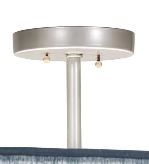Meyda Lighting Cilindro 30" 6-Light Nickel Semi-flush Mount Light With Blue Textrene & Statuario Idalight Shade
