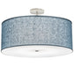 Meyda Lighting Cilindro 30" 6-Light Nickel Semi-flush Mount Light With Blue Textrene & Statuario Idalight Shade