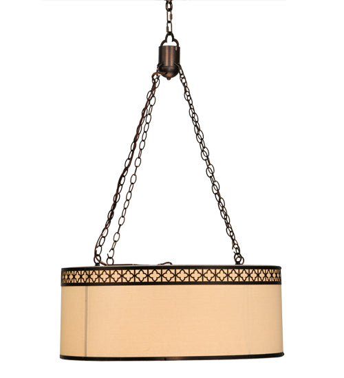Meyda Lighting Cilindro 30" 8-Light Mahogany Bronze Quatrefoil Pendant Light With Beige Textrene Shade
